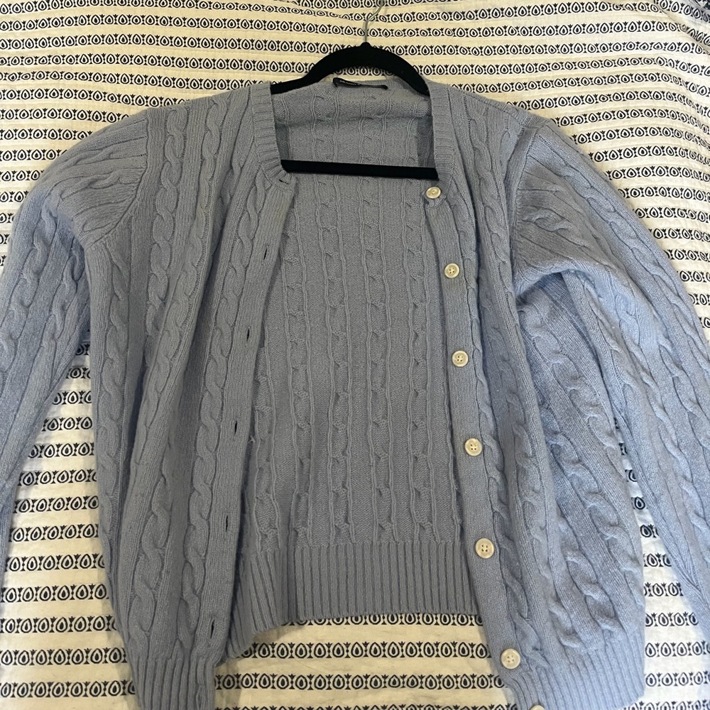Brandy Melville Light Blue Cable Knit Cardigan